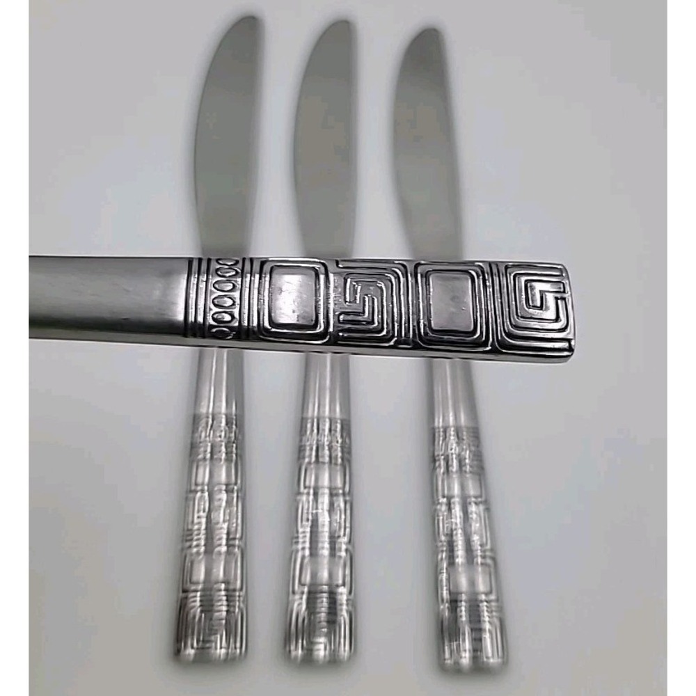 4pc Malaga‎ Stainless Steel Flatware By Cambridge Silver Geometric